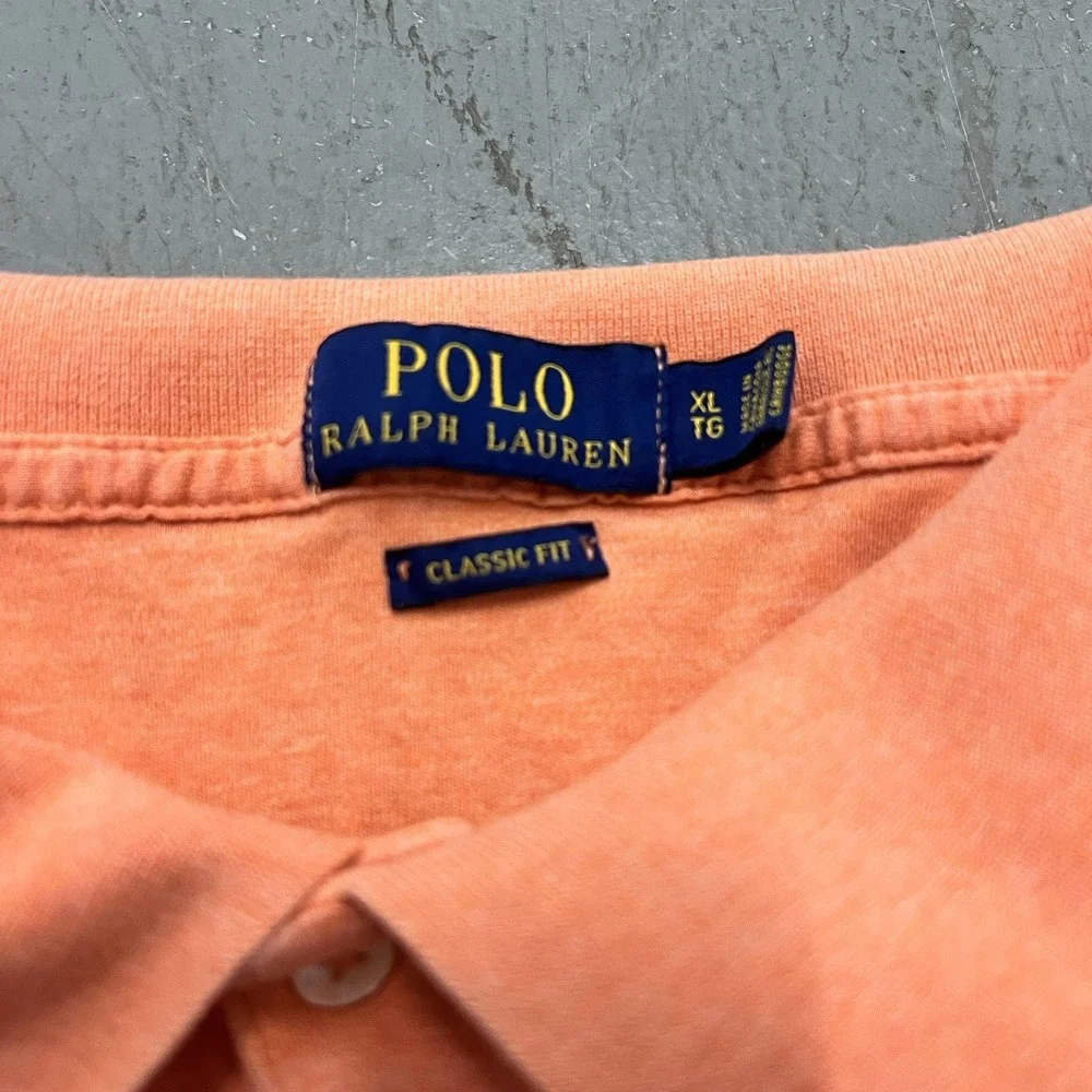 Polo Ralph Lauren Mens Orange Classic Fit Short Sleeve Polo Shirt Size XL Cotton